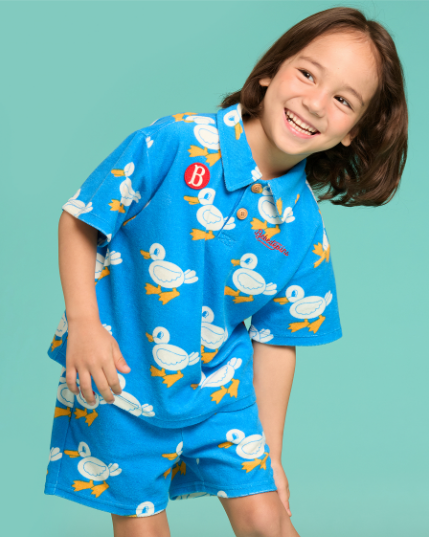 BEBE DE PINO All over groovy duck terry collar tee