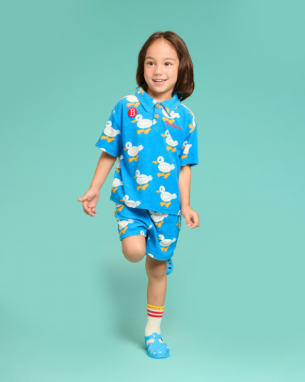 BEBE DE PINO All over groovy duck terry collar tee