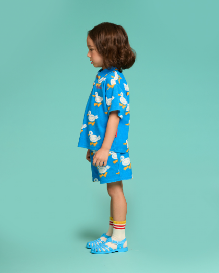 BEBE DE PINO All over groovy duck terry collar tee