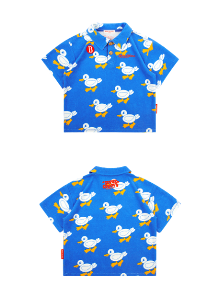 BEBE DE PINO All over groovy duck terry collar tee