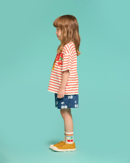 BEBE DE PINO Cherry bear boat neck stripe tee