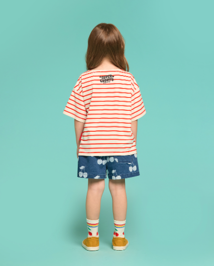 BEBE DE PINO Cherry bear boat neck stripe tee