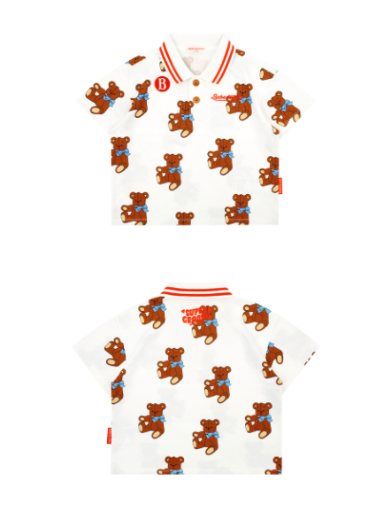 BEBE DE PINO All over rosie bear yoko collar tee
