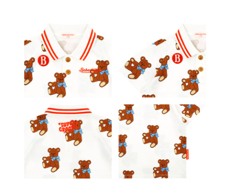 BEBE DE PINO All over rosie bear yoko collar tee