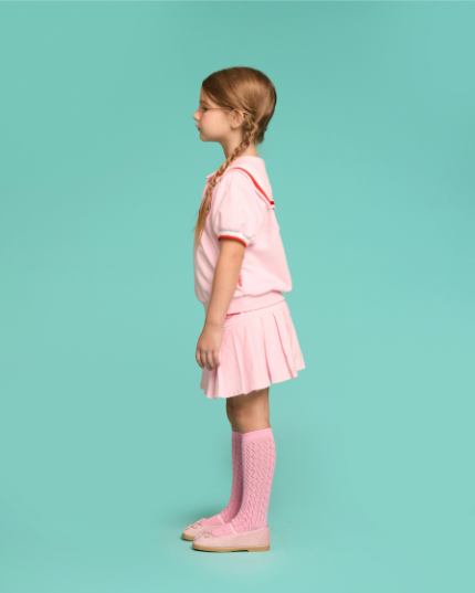 BEBE DE PINO Rose pique sailor collar tee