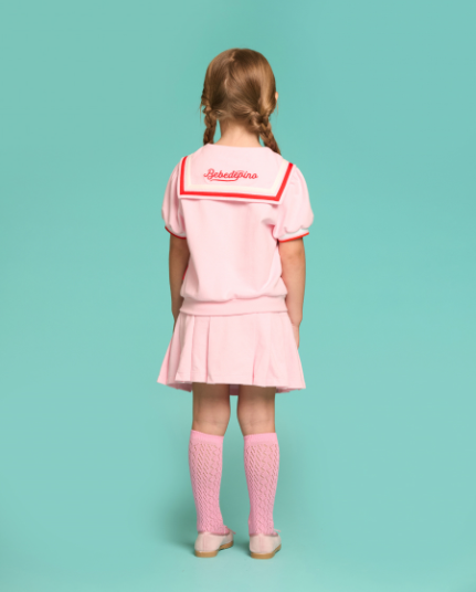 BEBE DE PINO Rose pique sailor collar tee
