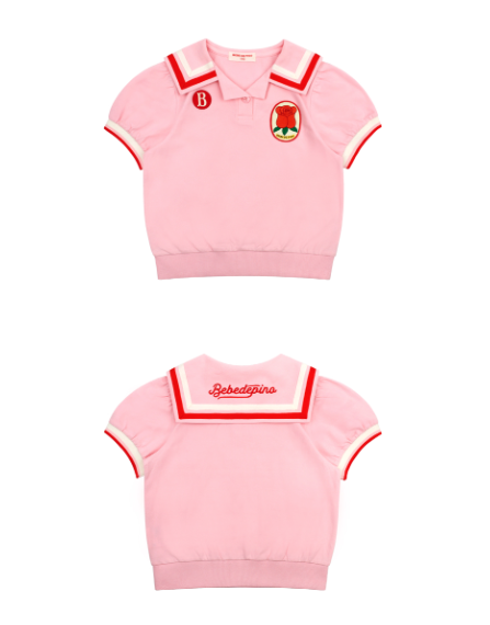 BEBE DE PINO Rose pique sailor collar tee