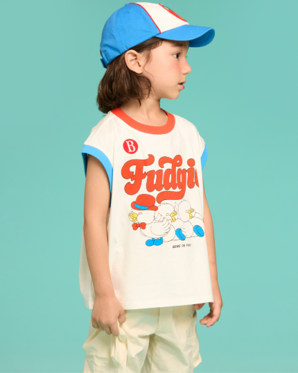 BEBE DE PINO Little birds color block sleeveless tee