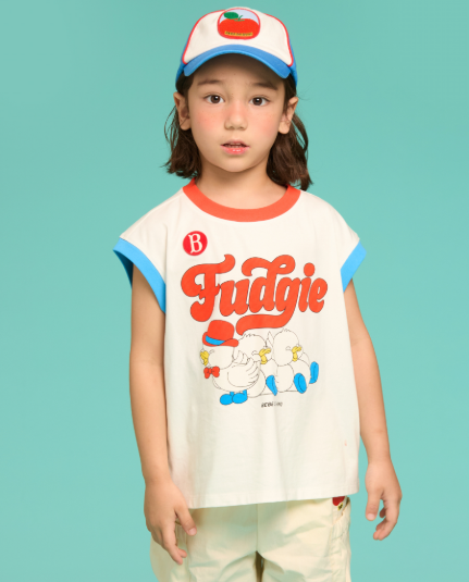 BEBE DE PINO Little birds color block sleeveless tee