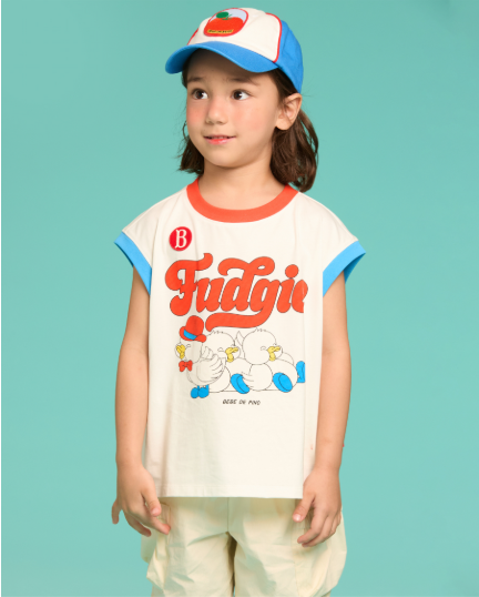 BEBE DE PINO Little birds color block sleeveless tee