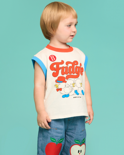 BEBE DE PINO Little birds color block sleeveless tee