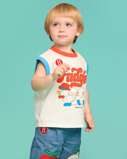 BEBE DE PINO Little birds color block sleeveless tee