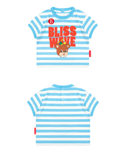 BEBE DE PINO Cool bear baby stripe short sleeve tee