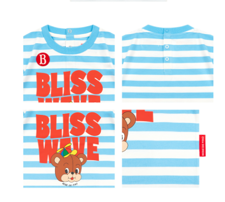 BEBE DE PINO Cool bear baby stripe short sleeve tee