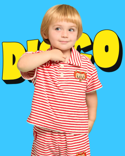 BEBE DE PINO Little demons baby stripe terry short sleeve tee