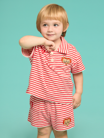 BEBE DE PINO Little demons baby stripe terry short pants