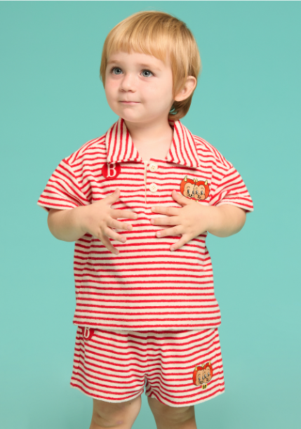 BEBE DE PINO Little demons baby stripe terry short sleeve tee