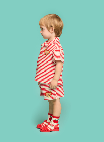 BEBE DE PINO Little demons baby stripe terry short sleeve tee