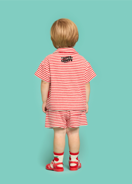 BEBE DE PINO Little demons baby stripe terry short pants