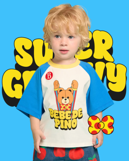 BEBE DE PINO Groovy bear baby raglan three quarter sleeve tee