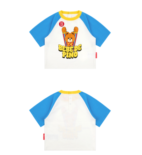 BEBE DE PINO Groovy bear baby raglan three quarter sleeve tee