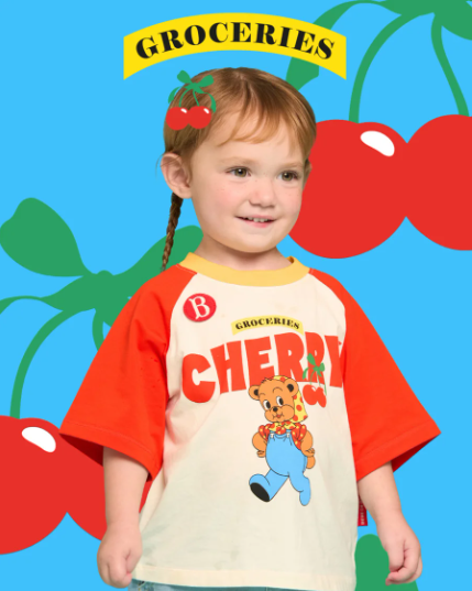 BEBE DE PINO Baby Cherry Bear 3/4 Sleeve Raglan T-shirt