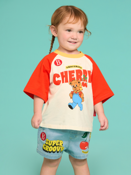 BEBE DE PINO Baby Cherry Bear 3/4 Sleeve Raglan T-shirt