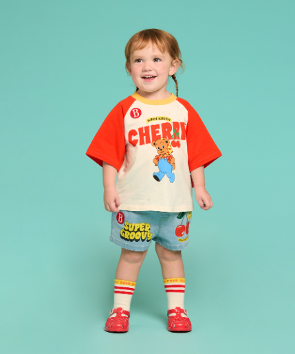 BEBE DE PINO Baby Cherry Bear 3/4 Sleeve Raglan T-shirt