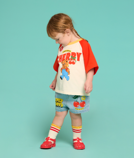 BEBE DE PINO Baby Cherry Bear 3/4 Sleeve Raglan T-shirt
