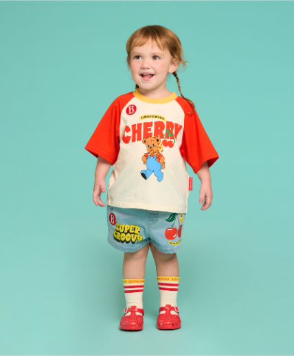 BEBE DE PINO Baby Cherry Bear 3/4 Sleeve Raglan T-shirt