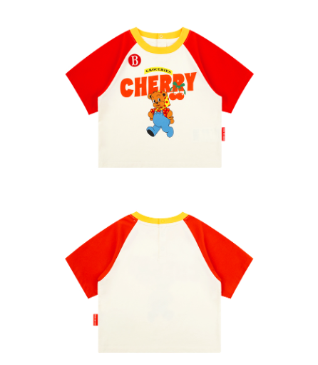 BEBE DE PINO Baby Cherry Bear 3/4 Sleeve Raglan T-shirt