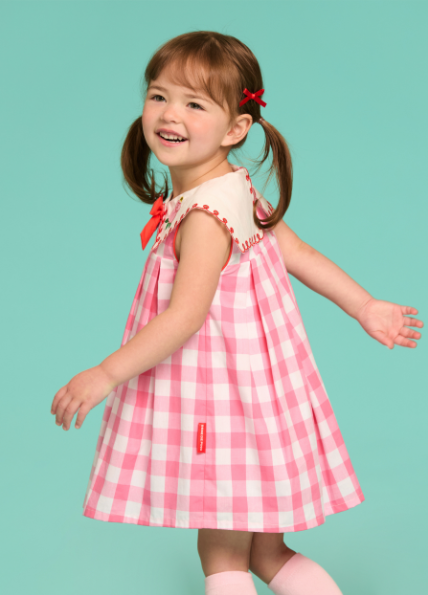 BEBE DE PINO Rose baby check sailor collar dress