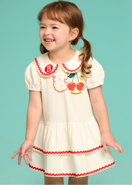 BEBE DE PINO Smile cherry baby pique ruffle dress