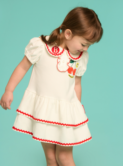 BEBE DE PINO Smile cherry baby pique ruffle dress