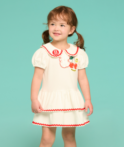 BEBE DE PINO Smile cherry baby pique ruffle dress