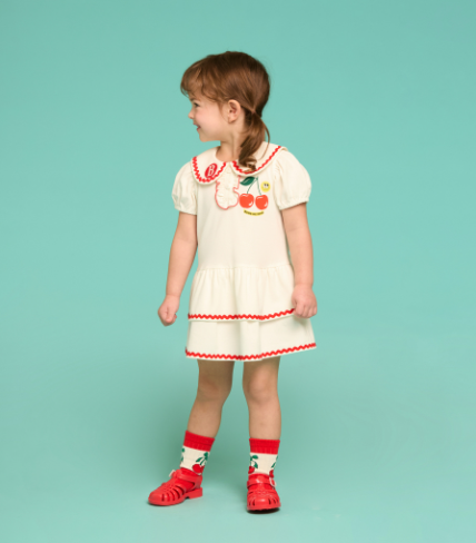 BEBE DE PINO Smile cherry baby pique ruffle dress