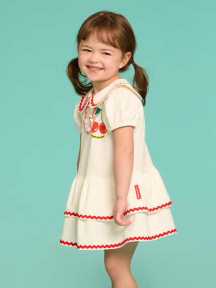 BEBE DE PINO Smile cherry baby pique ruffle dress