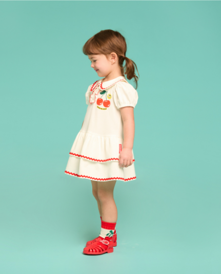 BEBE DE PINO Smile cherry baby pique ruffle dress