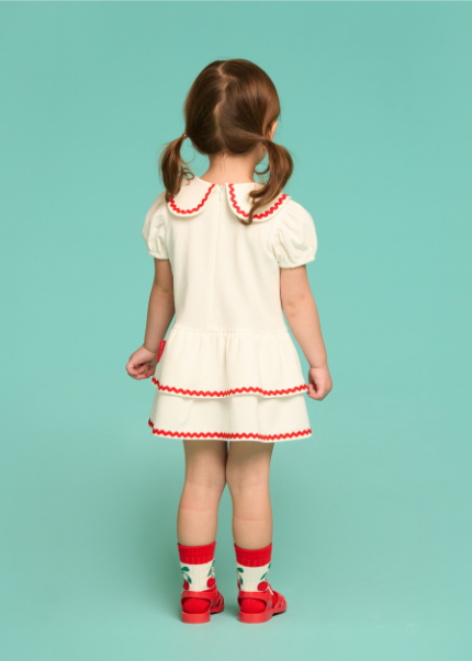 BEBE DE PINO Smile cherry baby pique ruffle dress