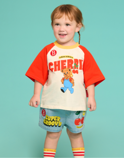 BEBE DE PINO Smile cherry baby denim short pants