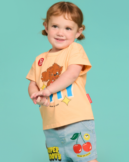 BEBE DE PINO Smile cherry baby denim short pants