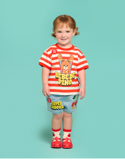 BEBE DE PINO Smile cherry baby denim short pants