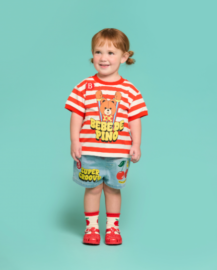 BEBE DE PINO Smile cherry baby denim short pants