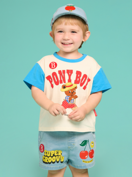BEBE DE PINO Smile cherry baby denim short pants