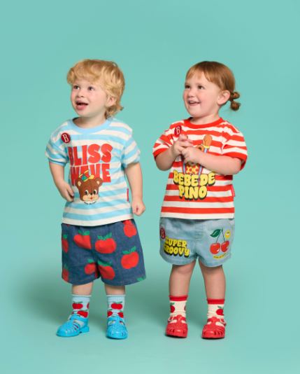 BEBE DE PINO Smile cherry baby denim short pants