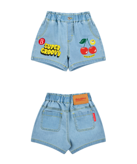 BEBE DE PINO Smile cherry baby denim short pants