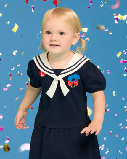 BEBE DE PINO Strawberry baby sailor collar ribbon dress