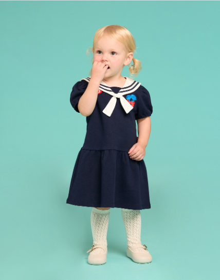 BEBE DE PINO Strawberry baby sailor collar ribbon dress