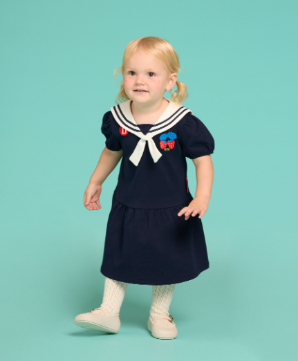BEBE DE PINO Strawberry baby sailor collar ribbon dress