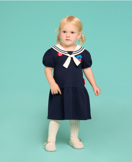 BEBE DE PINO Strawberry baby sailor collar ribbon dress